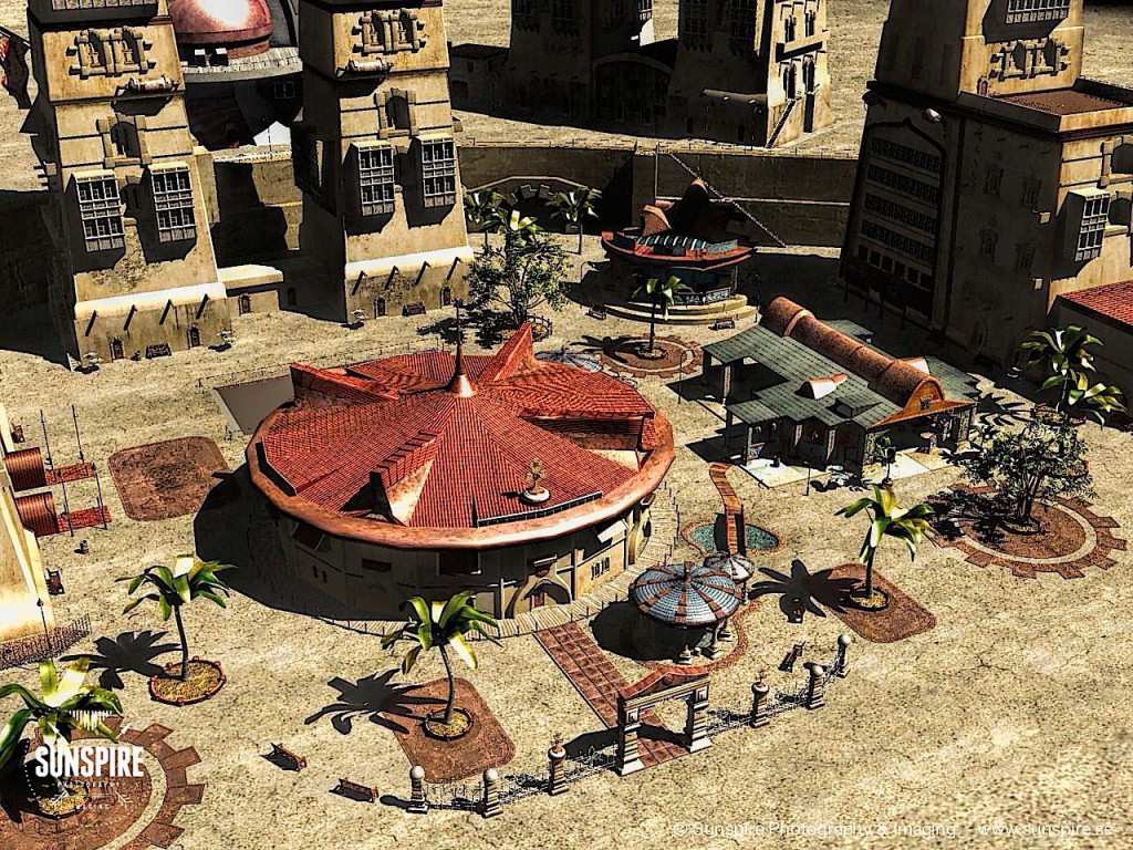 Andoria City park. Rendered in Carrara Pro.