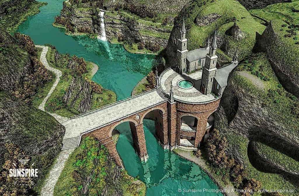 A bridge over the canyon... Rendered in Carrara Pro.