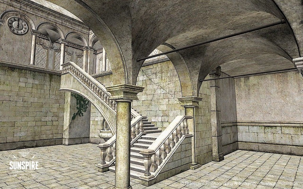 Architectural view of a courtyard. Rendered in Carrara Pro.