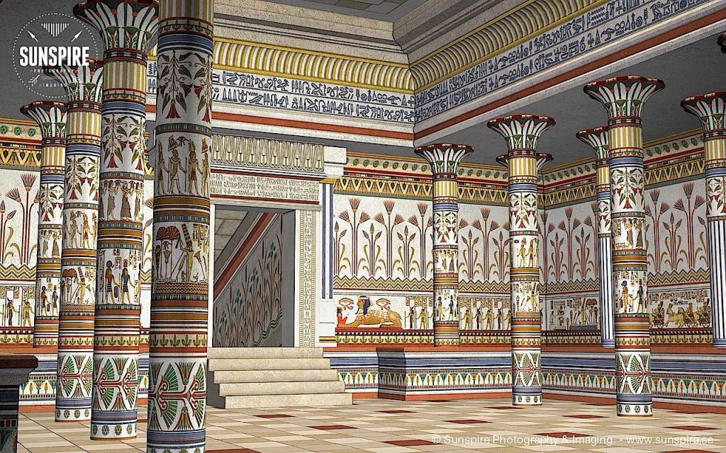 Architectural view of an ancient Egyptian hall. Rendered in Poser 2010 Pro.