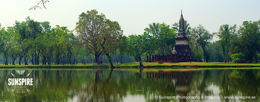 Panorama - Sukhothai Historical Park, Pond view. Sukhothai, TH